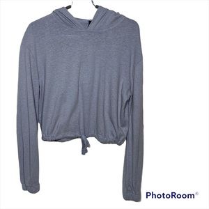 Bobi NWT Drawstring Hem Cropped Hoodie Small, Dove